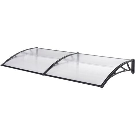 Auvent de porte d'entrée design marquise d'accueil résistante aux intempéries 240 x 100 cm noir transparent (1/4)