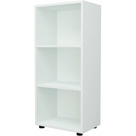 Bibliothèque design pour salon étagère style original à 3 niveaux 108 x 49 x 30 cm blanc (1/2)