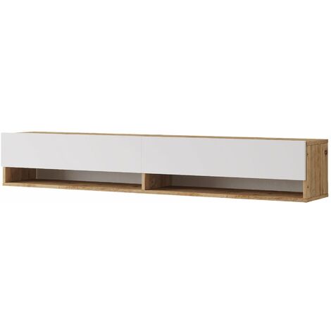 Meuble TV à 2 portes 29,5 x 180 x 31,5 cm effet chêne rustique / blanc (1/2)