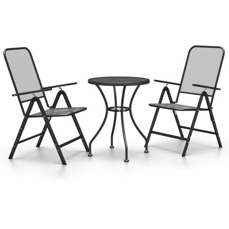 Mobilier à dîner salon de jardin 3 pièces maille métal anthracite (1/5)