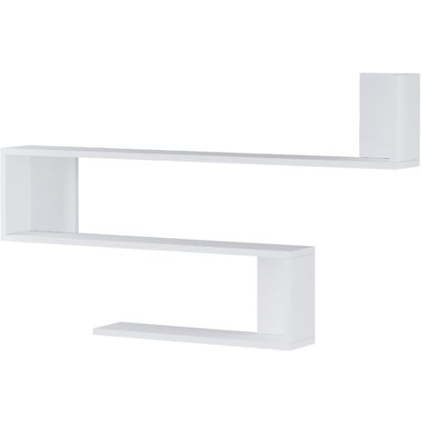 Étagère murale à 3 niveaux 71,5 x 120 x 14,5 cm blanc (1/2)