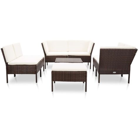Salon de jardin 8 pcs - Moderne - Meuble de jardin avec coussins Résine tressée Marron Balcon 1876 (1/5)