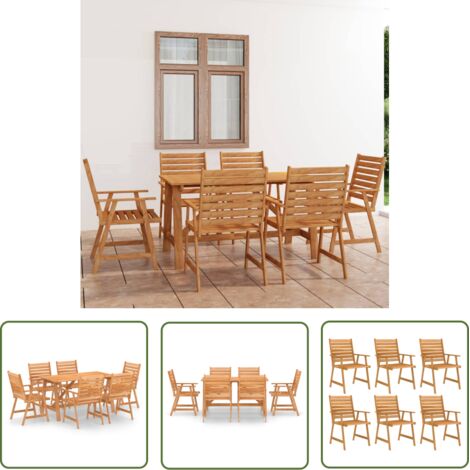 Mobilier de salle à manger de jardin 7 pièces bois d'acacia solide (1/5)