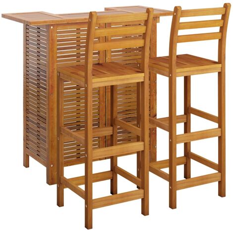 Ensemble de bar de jardin 3 pièces bois d'acacia solide (1/5)