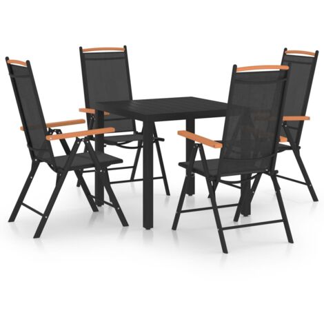 Ensemble de salle à manger de jardin meuble extérieur 5 pièces aluminium noir (1/5)
