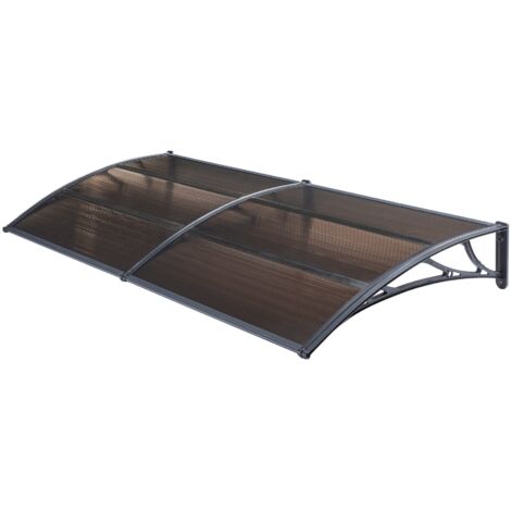 Auvent De Porte D'entrée Design Marquise D'accueil Résistante Aux Inte 240 X 80 Cm Noir Marron 03 0006390