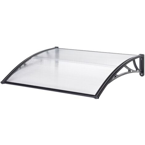 Auvent de porte d'entrée design marquise d'accueil résistante aux intempéries 150 x 100 cm noir transparent