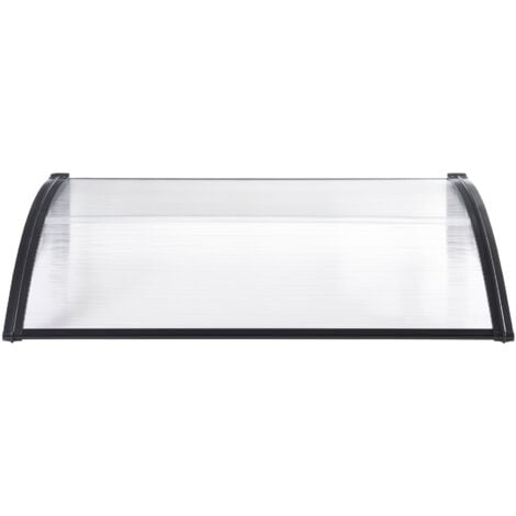 Auvent de porte d'entrée design marquise d'accueil résistante aux intempéries 150 x 100 cm noir transparent