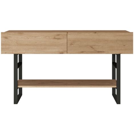 Table console 76 x 139 x 43 cm effet chêne / noir (1/3)