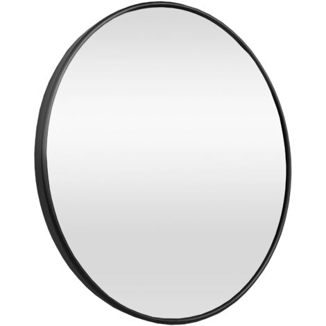 Miroir Rond Mural 60cm Cadre Bois Noir BD ART | Moderne Et Incassable - Salon, Chambre, Entrée