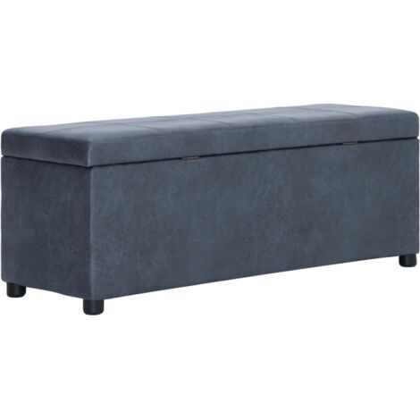 Banc avec compartiment de rangement 116 cm Gris Similicuir daim (1/5)