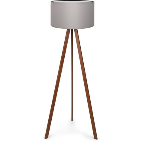 Lampadaire lampe lumière luminaire hauteur 140 cm E27 effet bois gris (1/2)