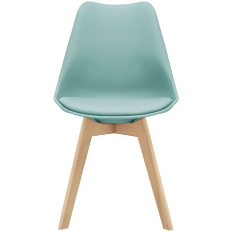 Lot de 6 chaises de salle à manger similicuir hêtre menthe (1/5)