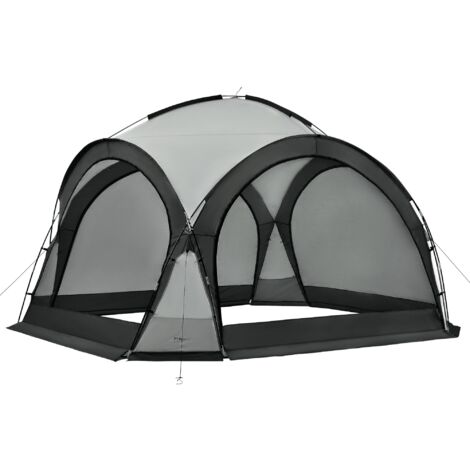 Tonnelle de camping avec guirlande à 96 led 345 x 345 x 247 cm gris foncé (1/4)