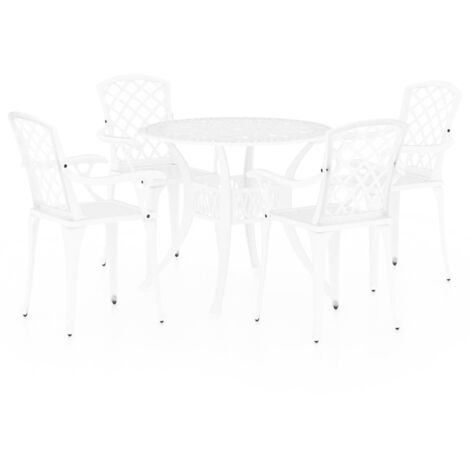 Ensemble de bistro jardin meuble extérieur terrasse 5 pièces aluminium coulé blanc (1/5)
