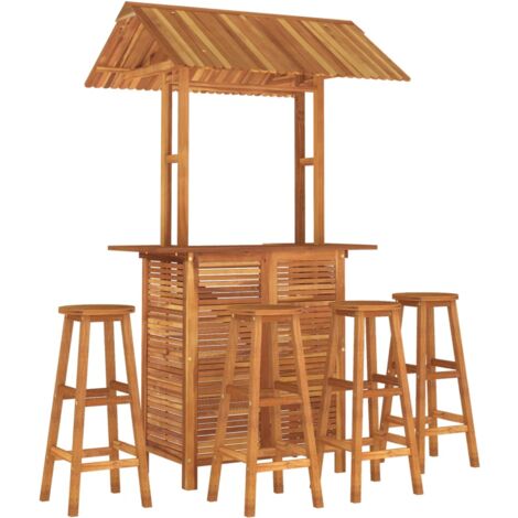 Ensemble de bar de jardin 5 pièces bois d'acacia solide (1/5)