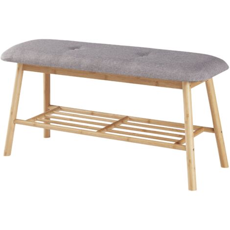 Banc à chaussures bambou 45 x 90 x 30 cm naturel gris (1/5)