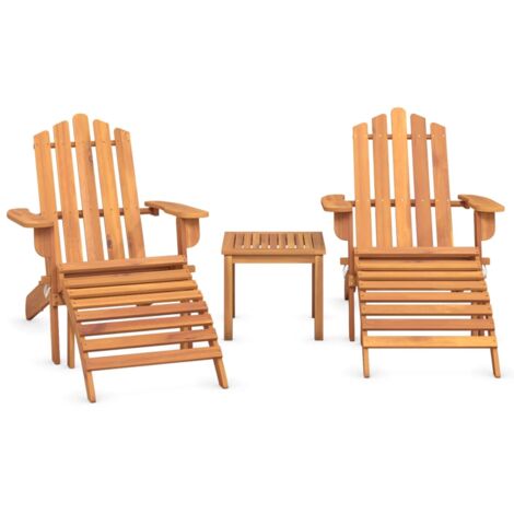 Ensemble de Salon de jardin meuble d'extérieur ensemble de mobilier adirondack 3 pièces bois acacia solide (1/5)
