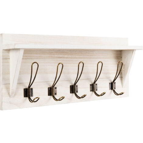 Porte-manteau Mural En Bois Design Moderne Avec Crochets Dissimulés
