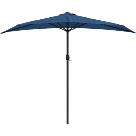 Parasol de balcon avec mât en aluminium 270 x 135 x 245cm demi bleu