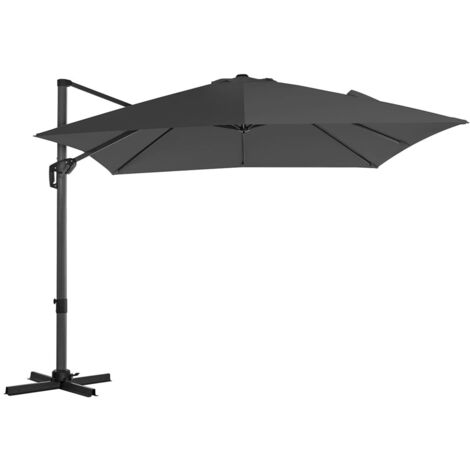 Parasol décentré de jardin 3 x 3 m ombrelle de terrasse toile carrée protection solaire upf 50+ rotatif 360° inclinaison réglable avec manivelle et socle gris (1/3)