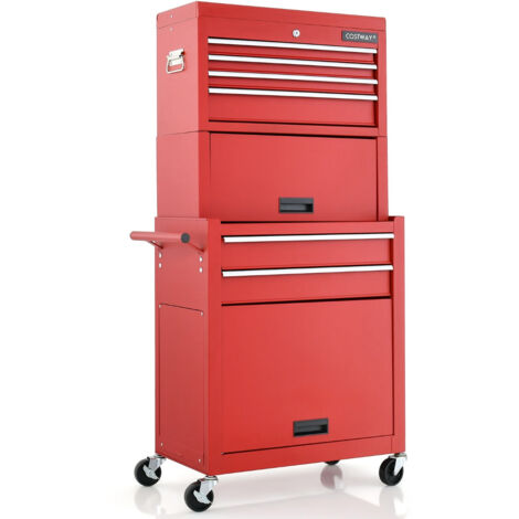 Armoire à Outils Rouge Sur Roulettes – Avec Frigo Intégré Et 3 Tiroirs – Neuve