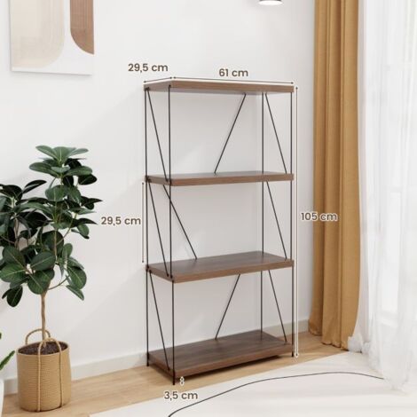 Étagère De Rangement 4 Niveaux Avec Portes - Bibliothèque Industrielle Marron Vintage 80x34x159.5 Cm