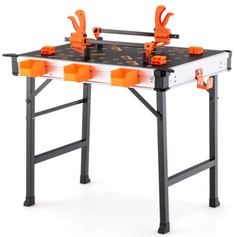 VIDAXL Etabli Pliable Banc Travail de Serrage Plan de Table Bricolage Garages 140096 pas cher