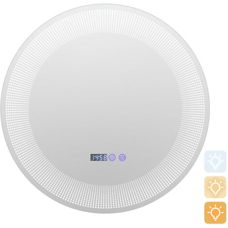 80 X 70 Cm LED éclairage Salle De Bains Armoire à Pharmacie Avec Miroir,3 Portes Armoires De Salle De Bain Avec Anti-buée Affichage De L'heure Trou Pour Essuie-Tout Avec Miroir Interrupteur Tactile