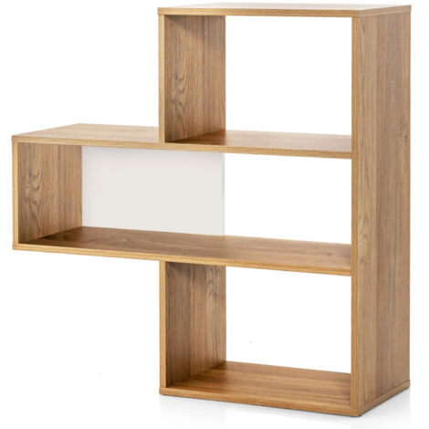 Furinno Econ Bibliothèque D'Angle 3 Niveaux – Étagère Livres Compacte Espresso, Idéale Pour Petits Espaces