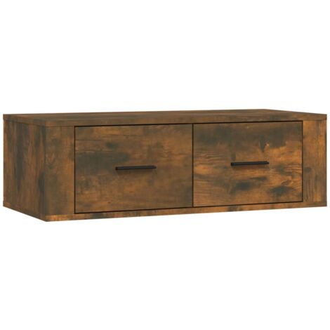 Armoire TV suspendue chêne fumé 80 x 36 x 25 cm bois d'ingénierie brun (1/5)