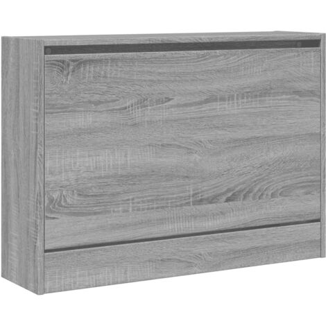Armoire à chaussures range chaussures rangement meuble entrée couloir salon sonoma 80 x 21 x 57 cm bois d'ingénierie gris (1/5)