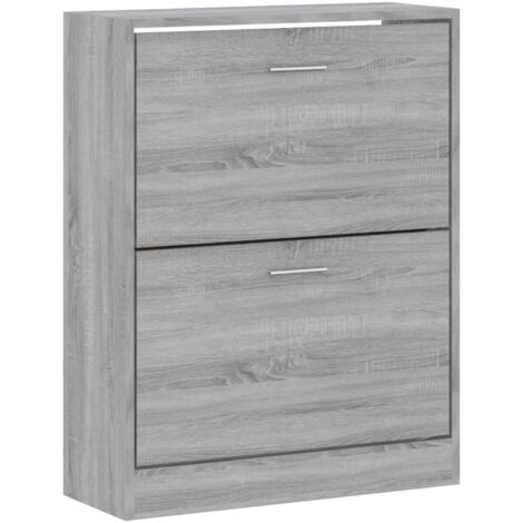 Armoire à chaussures range chaussures rangement meuble entrée couloir salon sonoma 63 x 24 x 81 cm bois d'ingénierie gris (1/5)