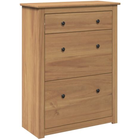 Armoire à chaussures range chaussures rangement meuble entrée couloir salon Panama 80 x 35 x 105 cm bois de pin massif brun (1/5)