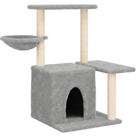 Arbre à chat meuble tour grimper jouet grattage grattoir escalade plateforme avec griffoirs en sisal clair 83 cm gris (1/5)