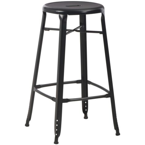 Lot de deux tabourets de bar design chaise siège noir acier (1/3)