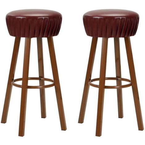 Lot de deux tabourets de bar design chaise siège synthétique marron (1/2)