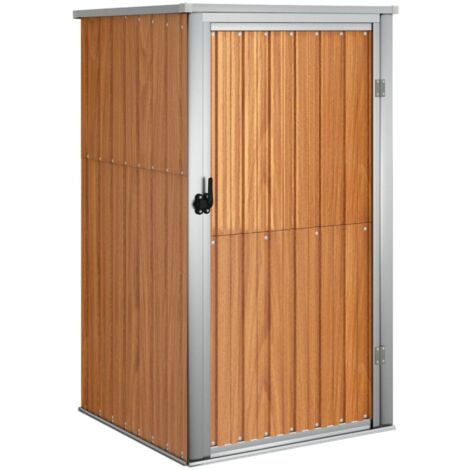 Abri de jardin cabane cabanon maison de stockage remise extérieur hangar outils robuste 88 x 89 x 161 cm acier galvanisé marron (1/5)