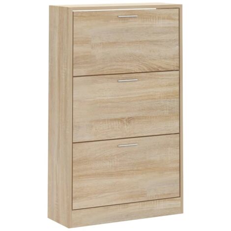 Armoire à chaussures range chaussures rangement meuble entrée couloir salon sonoma 63 x 24 x 103 cm bois d'ingénierie brun (1/5)
