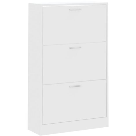 Meuble à Chaussures Étroit Blanc 60x17x120 Cm - Range-Chaussures Pour Couloir, Entrée - Étagères Réglables