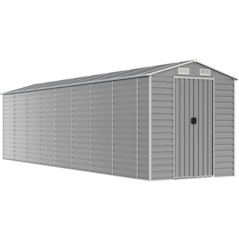 Abri de jardin cabane cabanon maison de stockage remise extérieur hangar outils robuste clair 191 x 810 x 198 cm acier galvanisé gris (1/5)