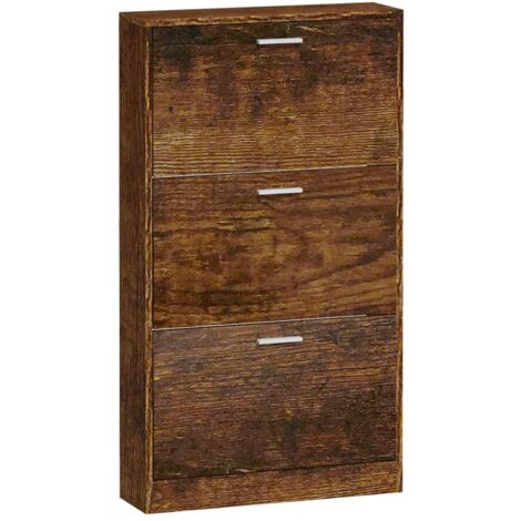 Armoire à chaussures range chaussures rangement meuble entrée couloir salon 59 x 17 x 108 cm bois d'ingénierie brun (1/5)