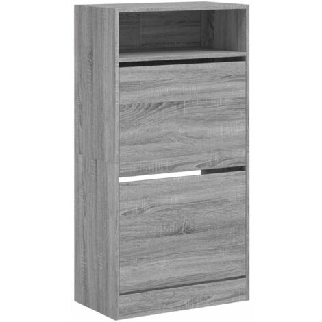 Armoire à chaussures range chaussures rangement meuble entrée couloir salon sonoma 60 x 34 x 116 cm bois d'ingénierie gris (1/5)