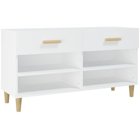 Armoire à chaussures range chaussures rangement meuble entrée couloir salon 102 x 35 x 55 cm bois d'ingénierie blanc (1/5)