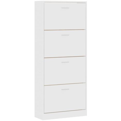 Armoire à chaussures range chaussures rangement meuble entrée couloir salon 63 x 24 x 147 cm bois d'ingénierie blanc (1/5)
