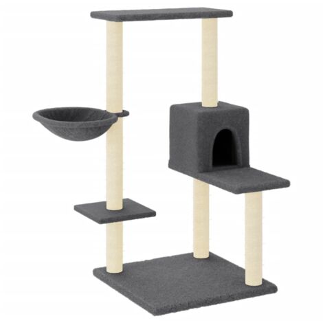 Arbre à chat meuble tour grimper jouet grattage grattoir escalade plateforme avec griffoirs en sisal foncé 95 cm gris (1/5)