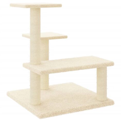 Arbre à chat meuble tour grimper jouet grattage grattoir escalade plateforme avec griffoirs en sisal 61 cm crème (1/5)