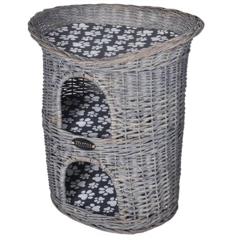 Arbre/maison 2 niveau x à chat avec coussin Saule gris (1/5)