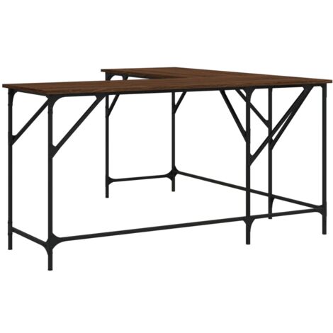 Bureau table poste de travail meuble d'ordinateur informatique étude chêne 149 x 149 x 75 cm bois d'ingénierie brun (1/5)