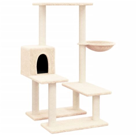Arbre à chat meuble tour grimper jouet grattage grattoir escalade plateforme avec griffoirs en sisal 94,5 cm crème (1/5)
